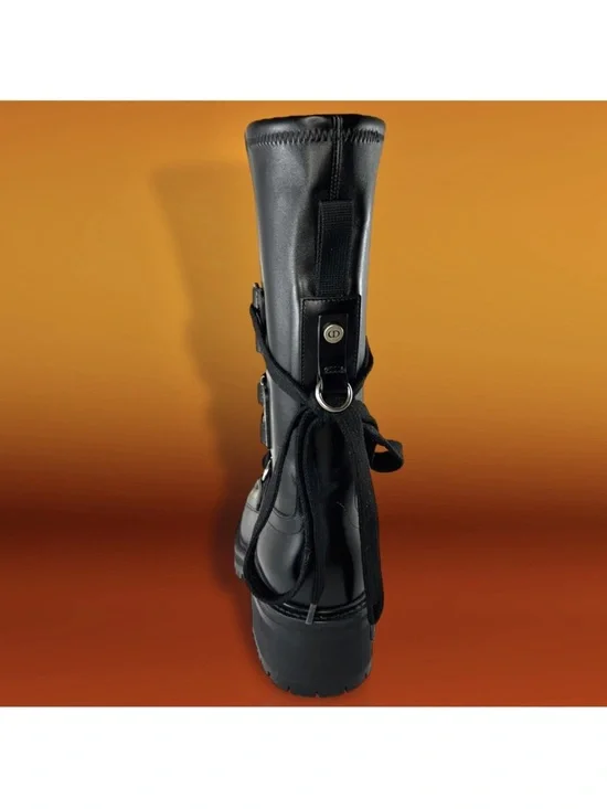 Christian Dior Black D-Fight Womens leather calf-high boots Size 37 from Italy - Picture 13 of 16
